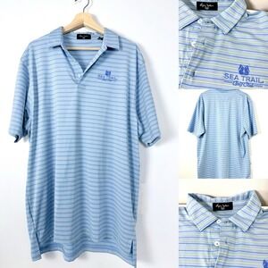 Byron‎ Nelson Dri Way Blue Stripes Golf Polo Men's Large Sea Trail Golf Club